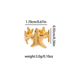 Wide Sided <strong>Promise</strong> <strong>Ring</strong> Gold Women High Grade Stainless Steel Starfish <strong>Rings</strong> Adjustable Fashion Beautiful and <strong>Cheap</strong> Jewelry - Product Image 5