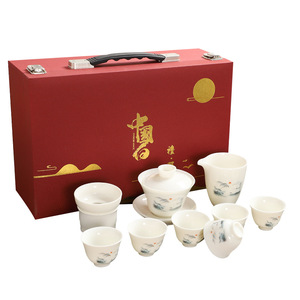 Fábrica de cordero grasa Jade porcelana Gongfu juego de té hogar Oficina Dehua porcelana blanca tetera tazas Gaiwan caja de regalo - Product Image 5