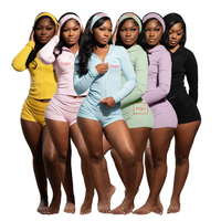 Nouvelle Collection Automne 2026 – Ensemble Lounge 3 Pièces Femme : Sweat à Capuche Zippé, Short Taille Haute, Bandeau – Broderie Personnalisée, Strass, Faible MOQ