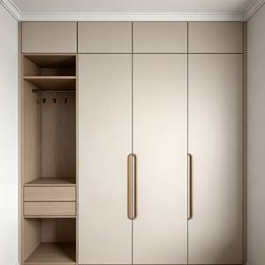 Trend-Style Walk-In Closet With Stainless Steel Frame & Neutral-Tone Panels Luxury <b>Wardrobe</b> Cabinet Design for Modern Bedrooms - Product Image 1