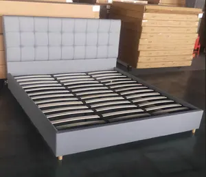 Desain Baru Mewah Harga Murah Kain Beludru Hotel Furnitur Kamar Tidur Queen King 4ft6 Bingkai Tempat Tidur PVC Kulit PU
