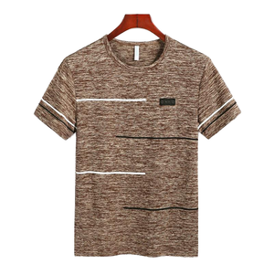 Camiseta transpirable de secado rápido de verano para hombre, camiseta azul en blanco de manga corta informal a rayas con logotipo personalizado, proveedor mayorista OEM ODM - Product Image 1