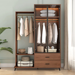 Modern Foldable Bedroom Melamine Wood <strong>Panel</strong> MDF Furniture Closet Cabinet Hinged <strong>Door</strong> <strong>Wardrobe</strong> for Hospital School Use - Product Image 3