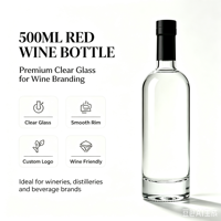 Bouteille de liqueur en verre transparent de haute qualité de 500 ml, étiquette personnalisée, plusieurs options de bouchons pour les spiritueux et les boissons énergisantes