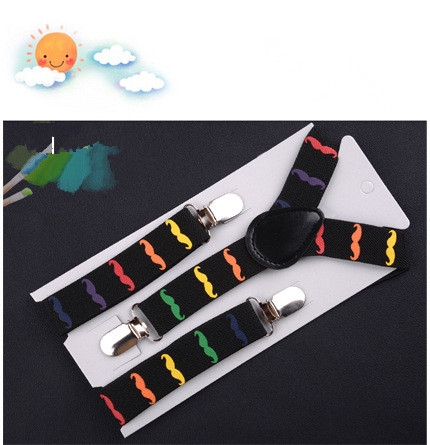 Лидер продаж на Amazon, оптовая продажа, подтяжки с 3 зажимами для детей, однотонные подтяжки с принтом усов