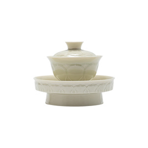 Service à thé Gaiwan de style chinois Guanlan en porcelaine, rond avec couvercle, pour thé Kung Fu, usage domestique, avec support de préparation à sec, pour le thé de l'après-midi - Product Image 3