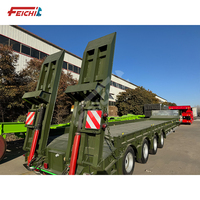 FEICHI Nouvelle semi-remorque surbaissée à col de cygne hydraulique à 4 essieux pour le transport d'équipements lourds