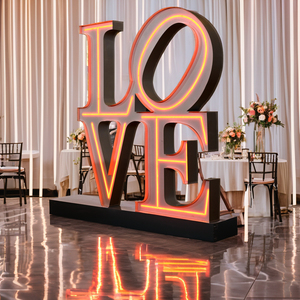 Venta al por mayor gigante RGB neón y tiras de LED marquesina carta mesa para <span class=keywords><strong>boda</strong></span> y cumpleaños decoraciones para fiestas con la parte superior - Product Image 2