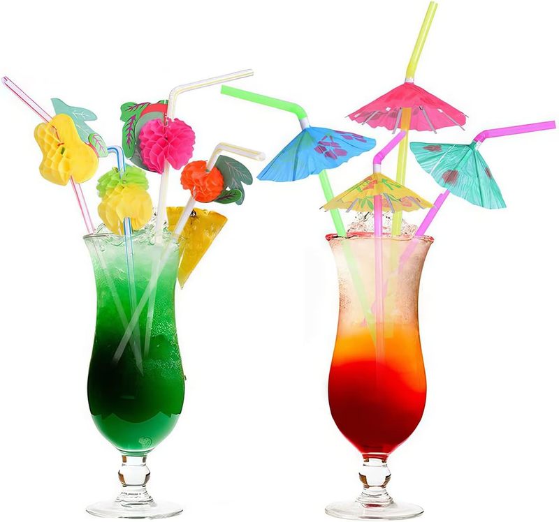 Long Cocktail Drink Umbrellas Fancy Flower