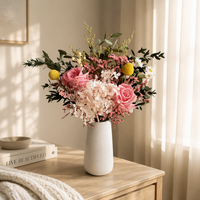 Bouquet de fleurs séchées d'eucalyptus rose, arrangement floral artificiel, décoration de table pour la maison et les mariages