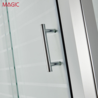 Paroi de douche design avec écran de séparation, bord enveloppé, double porte coulissante dissimulée, en verre revêtu et alliage de zinc pour salle de bain