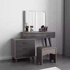 Affordable Studio Apartment <b>Bedroom</b> Furniture Sets Durable Wooden Bed with Full-Height Wardrobe <b>Vanity</b> Desk & Nightstands - Product Image 5