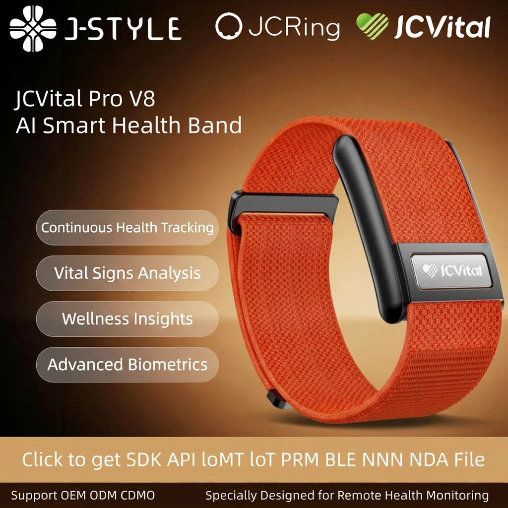 JCVital V8 <strong>SDK</strong> <strong>API</strong> OEM ODM Bracelet <strong>Smart</strong> <strong>Watch</strong> AI Powered Health Analysis Trend Prediction Report Wholesale CE FCC Rohs
