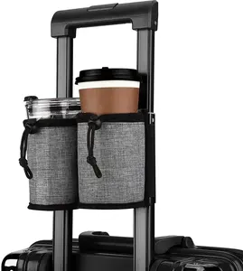 Portavasos de viaje para equipaje, soporte para bebidas de mano, dos tazas de café, se adapta al rollo en las asas de la maleta, regalos para viajar