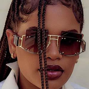 Novedades 2025, Gafas de Sol de Lujo con Logotipo Personalizado para Hombre y Mujer, Estilo Steampunk con Remaches Irregulares, Protección UV400, Gafas de Sol Cuadradas Extra Grandes para Mujer - Product Image 1