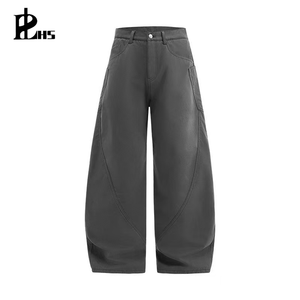 Pantalones Cargo Curvos de Algodón para Hombre, Estilo Retro Americano, Corte Holgado, Teñido en Acción, Personalizados, de Felpa Francesa Pesada, Tipo Baggy - Product Image 4