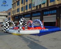 Piste de course gonflable avec impression de logo personnalisé, piste gonflable de karting quad stimulante