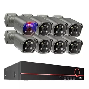 人体检测8MP夜视IP摄像机组NVR 4K POE安全摄像机2路音频