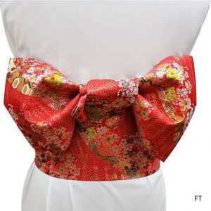 Accessoires et accessoires de mode intérieure pour femmes : Peignoir kimono style japonais, ceinture à motif gaufré, nœud de tête, ceinture de taille - Product Image 1