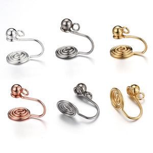 Spiral Ear Clip Converter | Stainless Steel No <b>Piercing</b> U Shape <b>Earring</b> Clip Hooks for DIY Jewelry Accessories - Product Image 1