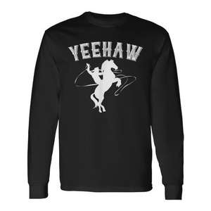 T-shirt à manches longues Yeehaw Cowboy, design équestre Western Rodeo - Product Image 1