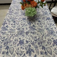 Vente en gros de nappe imprimée de fleurs florales en coton et lin vintage pour la cuisine, la fête de mariage et la maison