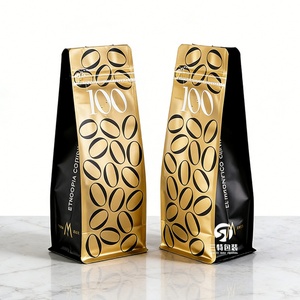 Bolsa de Café de Aluminio con Impresión UV Digital, con Válvula y Cierre, Fondo Plano, 250g 500g, Bolsa de Empaque para Granos de Café Negro - Product Image 4