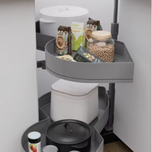 Organizador Giratorio de Dos Niveles para Esquinas, Duradero, de Acero al Carbono, Desmontable, Moderno, Multifuncional, para Alimentos - Product Image 1