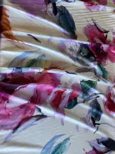 Kualitas tinggi kain sutra cetak Arman kain sutra dengan bunga merah