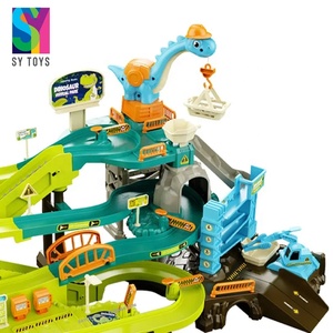 Série éducative SY : <span class=keywords><strong>Garage</strong></span> d'aventure en plastique avec station de stationnement musicale et piste de course pour dinosaures pour enfants - Product Image 4