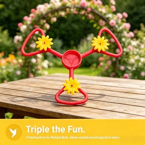 Comedero Portátil Desmontable para Colibríes, Tres Puertos, Forma de Flor, Comedero Colgante para Pájaros al Aire Libre, para Beber Agua - Product Image 5