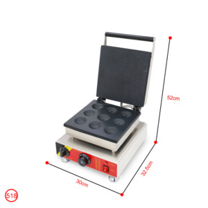 <span class=keywords><strong>Gaufrier</strong></span> <span class=keywords><strong>professionnel</strong></span> en acier inoxydable pour usage commercial, 6 plaques circulaires, chauffage double face, revêtement antiadhésif - Product Image 4