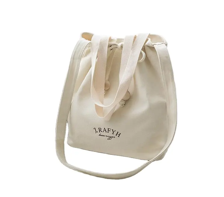 Sac à dos tendance à bandoulière imprimé de logo personnalisé écologique Sac fourre-tout nouveau design Sac fourre-tout en toile en coton avec cordon de serrage Sac fourre-tout en toile pour shopping