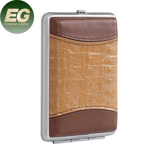 Ea180 Sang Trọng Cổ Điển Thiết Kế Giản Dị Tùy Chỉnh Nhỏ Trường Hợp Rỗng Hộp Siêu Mỏng Không Thấm Nước Người Đàn Ông Chính Hãng Kim Loại Da Thuốc Lá Trường Hợp - Product Image 1