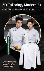 Chaqueta de Uniforme de Chef para Hombre, Cuello Mao, Bolsillo en el Pecho, Ropa de Trabajo Culinaria Cómoda para Panadería, Bistro, Escuela de Cocina - Product Image 5