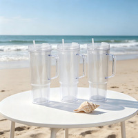 Grande tasse à eau en plastique de 40 oz, double paroi, luminescente dans le noir, pour boissons froides et jus, livrée avec paille et possibilité d'ajouter des paillettes DIY