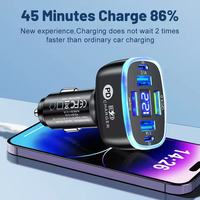 Chargeur de voiture USB-C PD 200W à 6 ports, adaptateur de voiture à charge rapide de type C, affichage numérique, adaptateur de voiture rapide, chargeur de voiture de type C