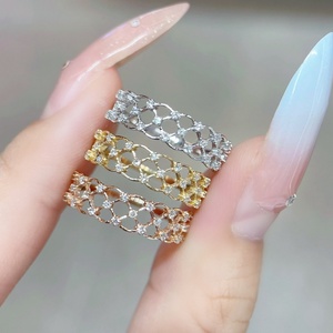 Xinfly Solid 18K <b>Gold</b> Lab Grown Diamond Openwork Band <b>Ring</b> Stackable Diamond <b>Ring</b> <b>Gold</b> <b>Ring</b> for Women Quiet Luxury - Product Image 3