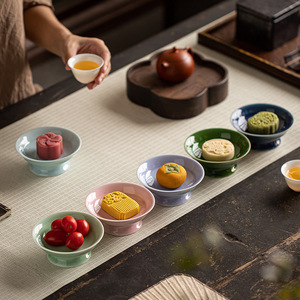 จานชาและขนมสไตล์จีน, จานผลไม้ทรงสูง, จานบูชาแบบเซน, ขนมย้อนยุค, ของหวาน, ผลไม้อบแห้ง - Product Image 2