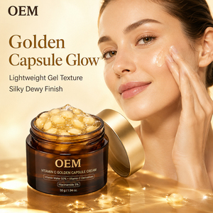 Crème Visage Coréenne Hydratante Éclaircissante et Blanchissante au Collagène et Niacinamide, Capsules Dorées à la Vitamine C, 50g, Marque Privée OEM, Direct Usine - Product Image 2