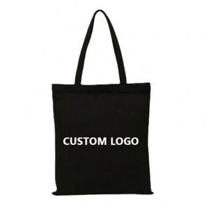 Bolsa de Compras de Lona Plegable Reutilizable Personalizada al por Mayor, Bolsa de Mano de Lona de Algodón Negra con Logotipo - Product Image 6