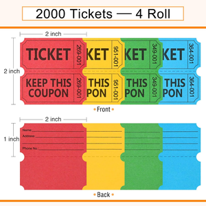 Rollo de Boletos Doble Surtido 50/50 para Eventos, Carnavales, Premios (Azul/Rojo/Verde/Amarillo/Naranja/Morado/Blanco/Rosa) Offset - Product Image 5