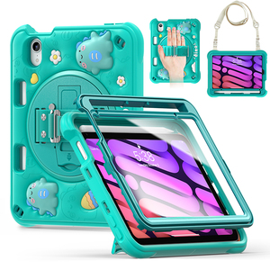 Couverture pour enfants mignon dinosaure <span class=keywords><strong>vert</strong></span> pour <span class=keywords><strong>iPad</strong></span> mini 6/7 filles 360 étui de Protection complet avec poignée et étui porte-stylo - Product Image 2