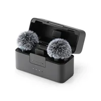 Microphone sans fil DJ Mini (2 émetteurs + 1 récepteur + étui de charge) avec suppression du bruit, portable pour interviews en extérieur et diffusion en direct, en plastique