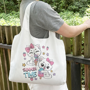 กระเป๋าผ้าแคนวาสลายการ์ตูนสำหรับผู้หญิง ใช้ได้ทุกโอกาส เหมาะสำหรับนักเรียน พกพาสะดวก ใช้ใส่อาหารกลางวัน ปิดปากกระเป๋าแบบเปิด ฤดูร้อน 2023 - Product Image 5