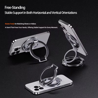 Support de téléphone de bureau pliable multi-angle réglable de haute qualité, antidérapant, à double anneau magnétique puissant en alliage d'aluminium stable