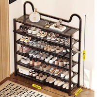 Nouvelle armoire à chaussures compacte et peu encombrante pour entrée, meuble à chaussures multi-niveaux en acier carbone sur pied pour la maison
