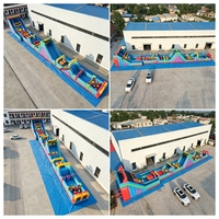 Parcours d'obstacles gonflable géant de 42 m pour défis extrêmes, course commerciale d'obstacles gonflables pour adultes, événements extérieurs à louer