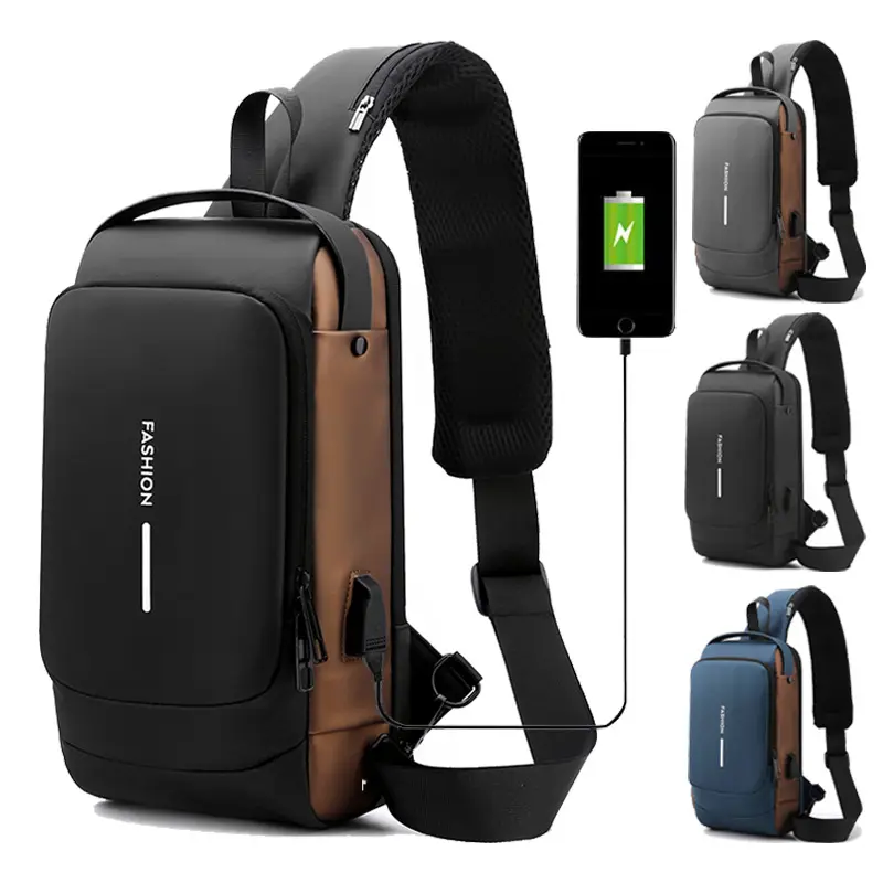 Hot sale new fashion Anti-Theft Waterproof USB Travel Messenger bag shoulder backpack Crossbody sling Bag for Motorcycle Rider