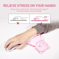 Tapis de souris transparent pour clavier personnalisé pour PC Tapis de souris de jeu au design cristal avec repose-poignet Tapis en gel en forme d'ours pour la maison et le bureau